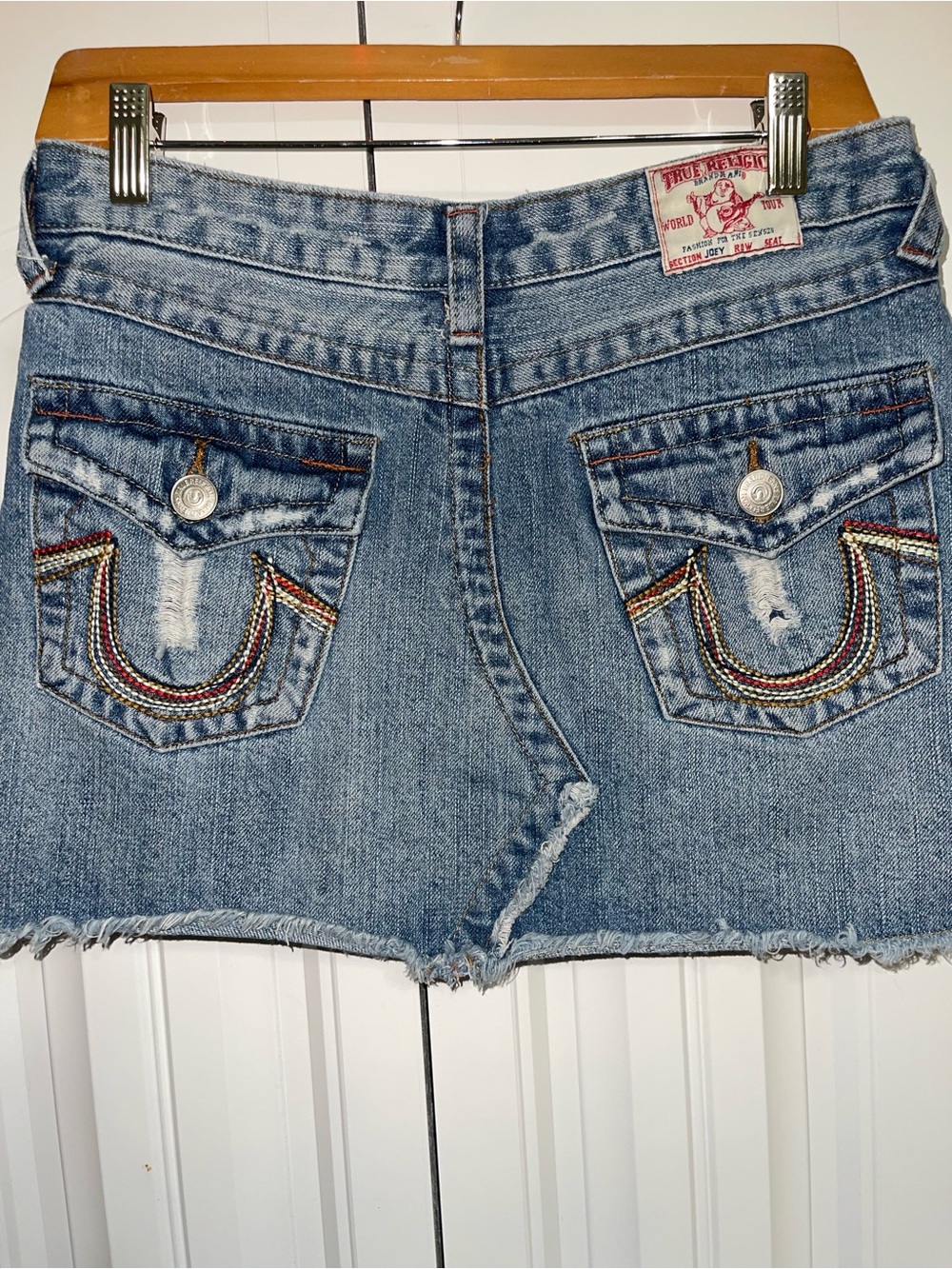 True religion Denim Distressed Mini Skirt - Blue